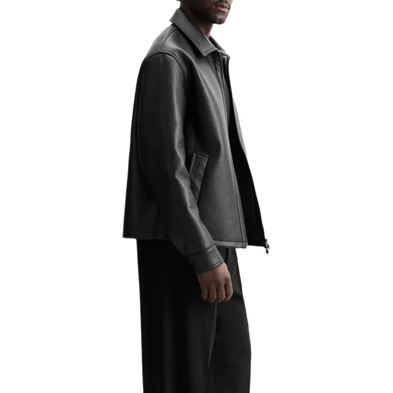 ZARA Leather Jacket Men's Black-5