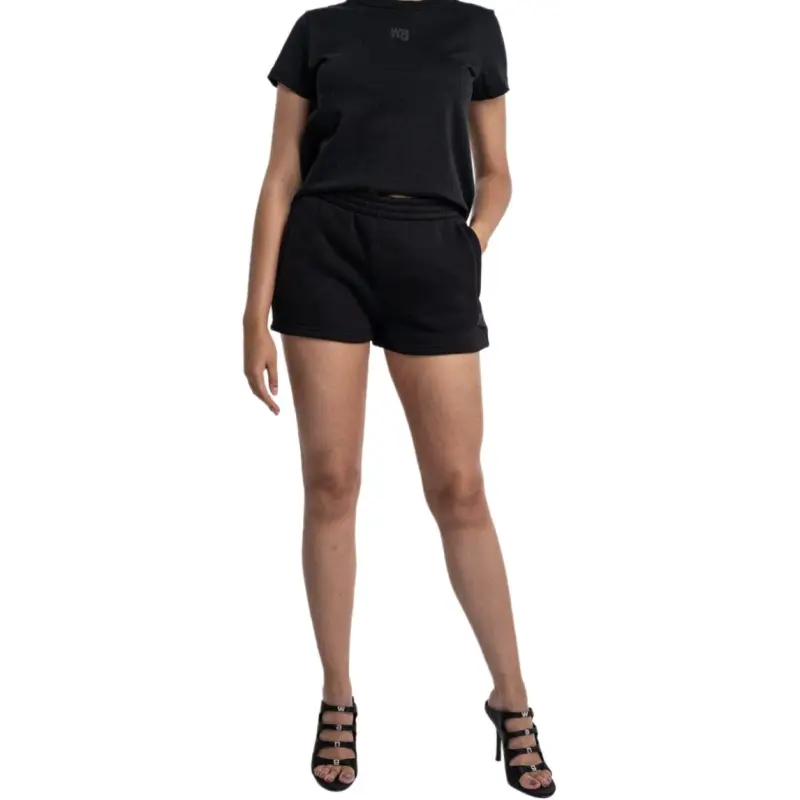 T By Alexander Wang Puff Paint Logo Sweatshorts Black-4