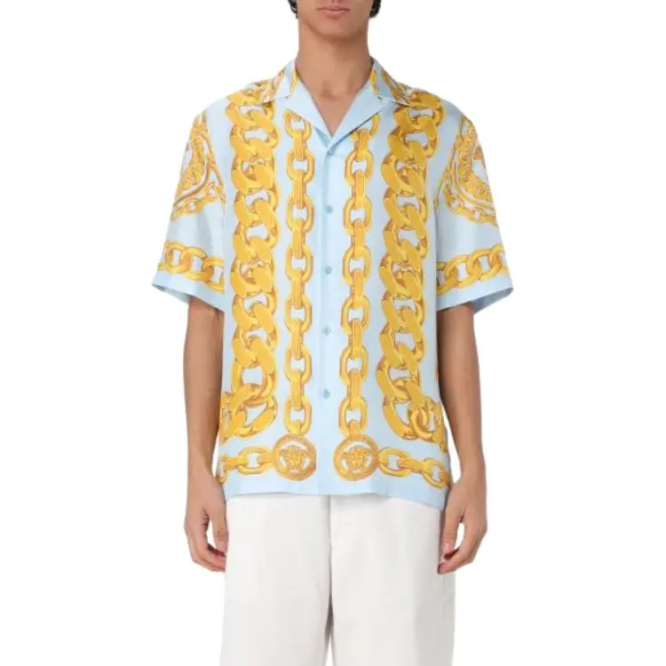 VERSACE Chain Link Printed Short Sleeved Shirt-3