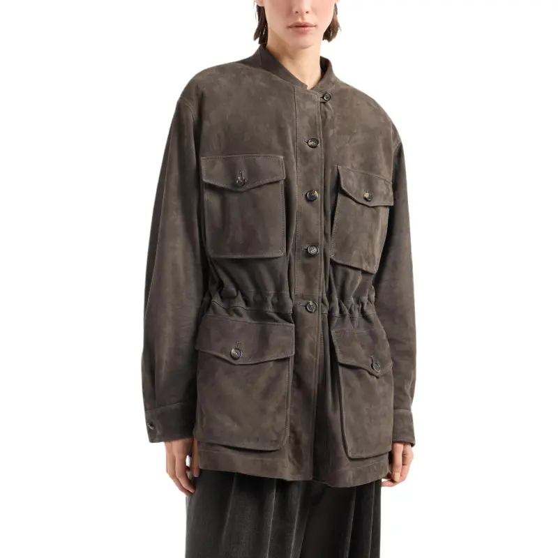 GIORGIO ARMANI Suede Oversized Pea Coat-1