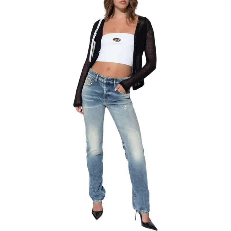 DIESEL 1989 D Mine Logo Embroidered Distressed Jeans-2