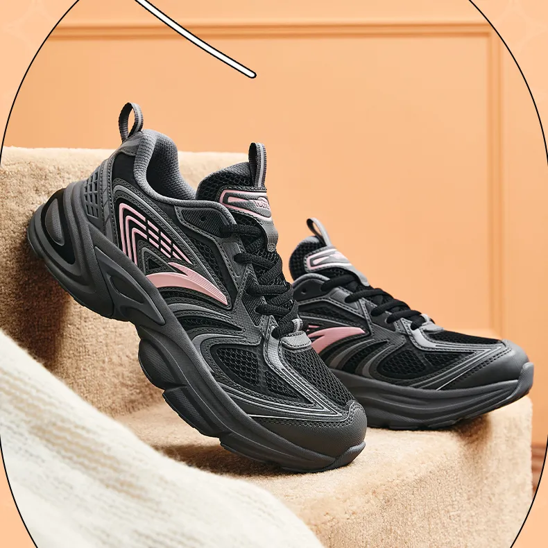 Anta Millennium Glacier Cushioning, Wear Resistant Low Top Casual Shoes Women's Gray Pink-4