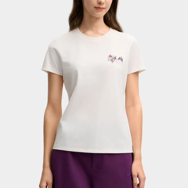 FILA T Shirt Women's Light Beige White-2