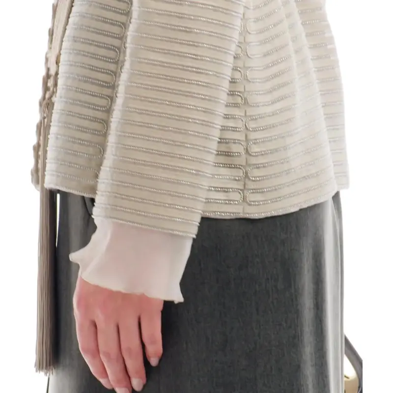 GIORGIO ARMANI Single breasted Jacket In Silk Chiffon With Embroidered Suede Webbing-5