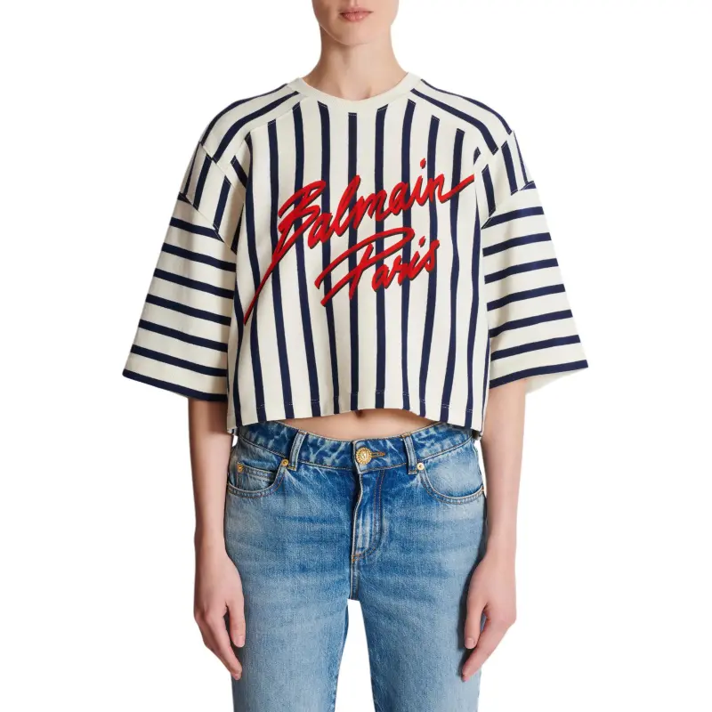 BALMAIN Striped Baseball Top-3