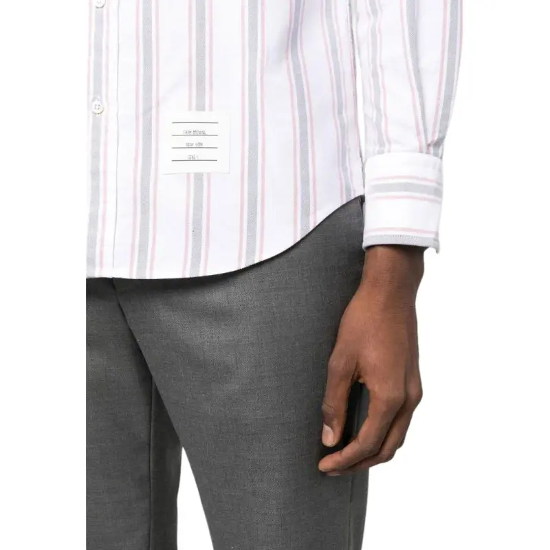 THOM BROWNE Rwb Striped Long-Sleeved Shirt-4
