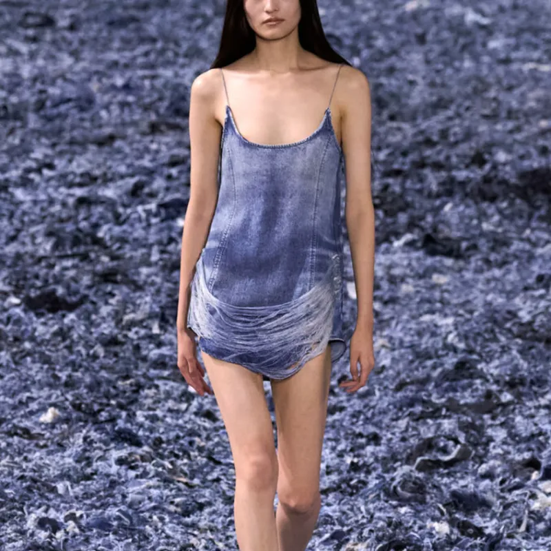 DIESEL De Dra Frayed Detailed Mini Dress-5