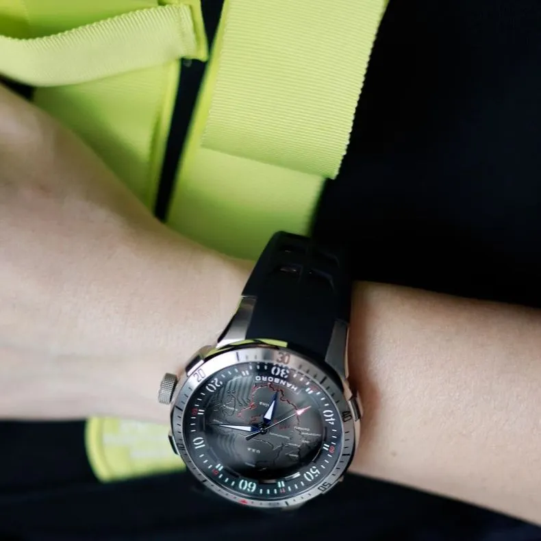 HANBORO Future Earth Collection Mechanical Movement Silicone Strap Watch Men's Watches White Dial HBR9028-2
