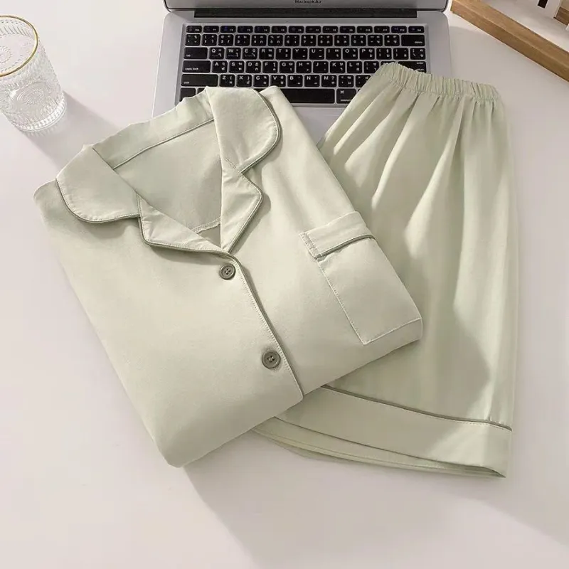WANANNI Pajama Set Women's Cream Green-2