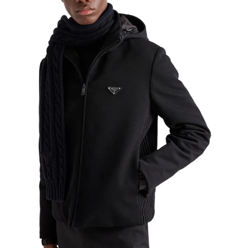 PRADA Logo Plaque Zip Up Hooded Jacket-1