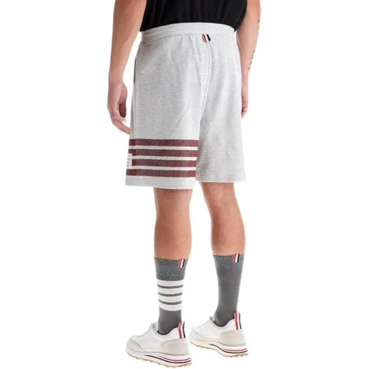 THOM BROWNE 4 Bar Striped Drawstring Track Shorts-4