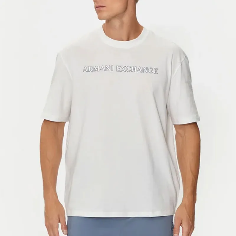 ARMANI EXCHANGE Flocked-logo Cotton T-shirt-1