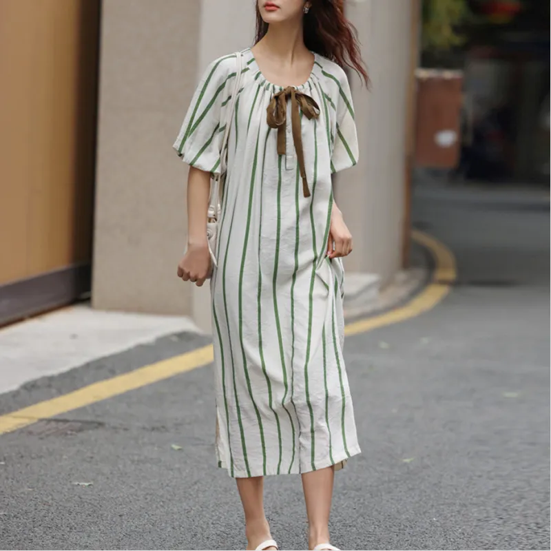 【dme】 Short Sleeved Dresses Women's Green-2