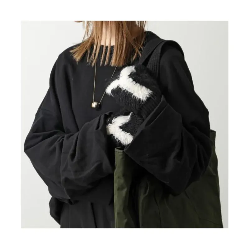 Y-3 Logo-patch Faux-shearling-trim Gloves-4