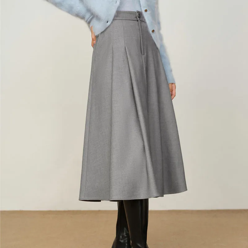 JZ Juzui Casual Long Skirts Women's Silver Gray-3