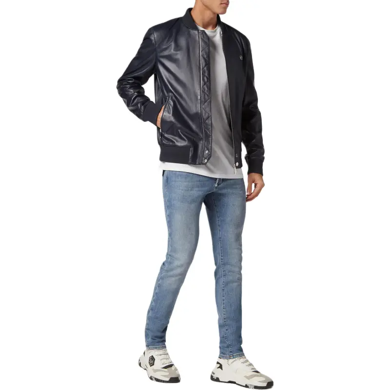 PHILIPP PLEIN Leather Bomber Jacket-3