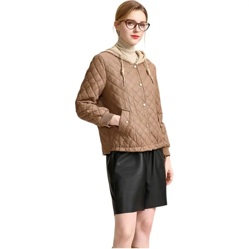 FENHONGMALI Puffer Jacket Women's Khaki-6
