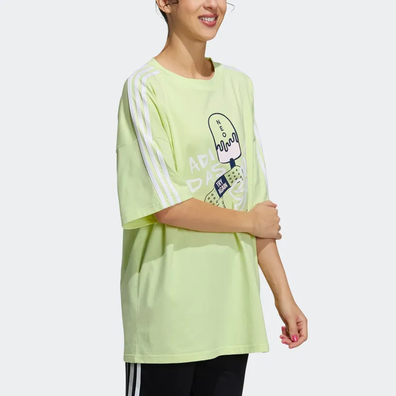 Adidas Neo T Shirts Women's Light Yellow/White-3