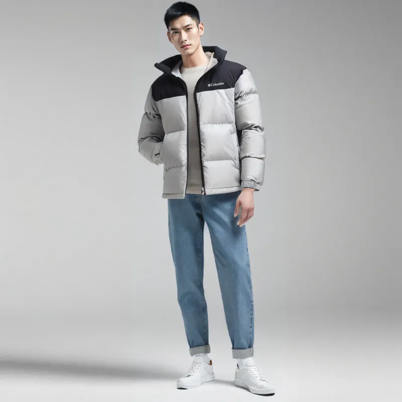 Columbia Down Jacket Unisex Light Gray-4