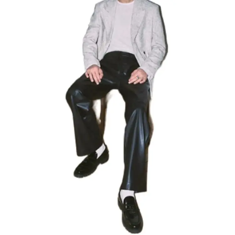 H&M Leather Pants Men Black-3
