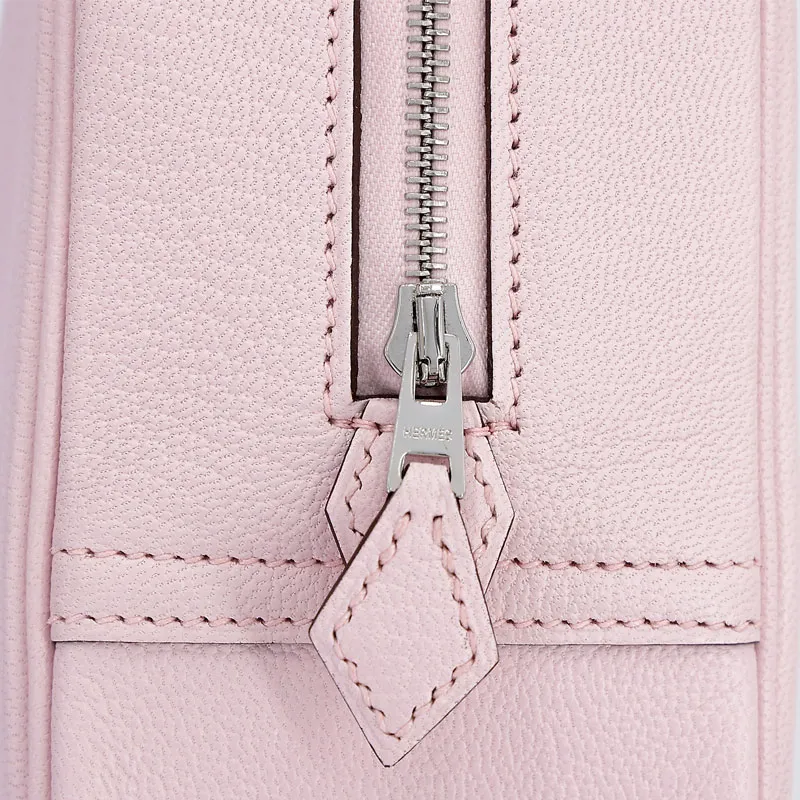 HERMES Plume Chevre Goatskin Handbag Mini Women's M7 Rose Darling Love Pink-6