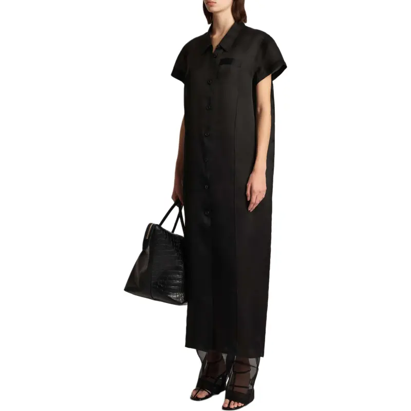 KHAITE Effy Button up Short sleeve Dress-2