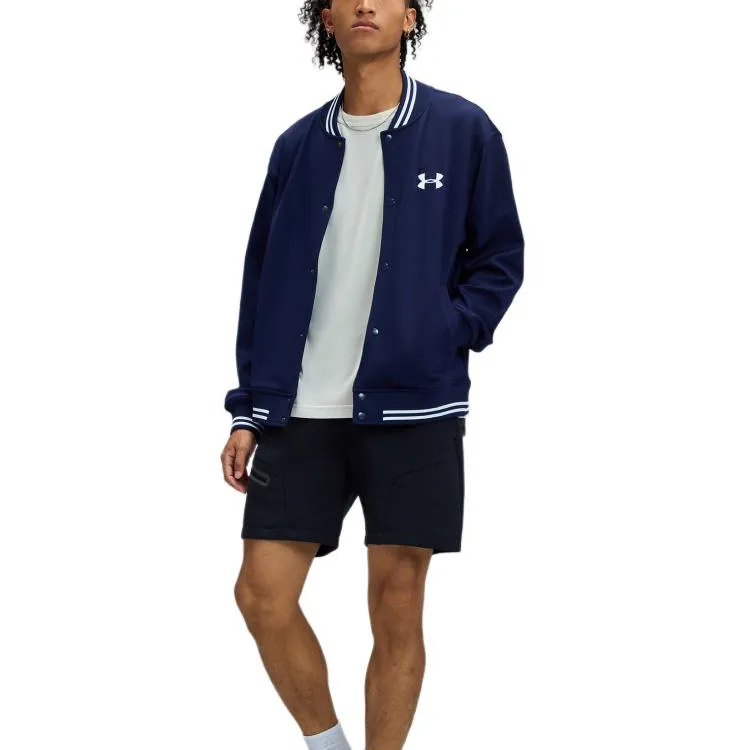 Under Armour Knit Bomber Baseball Jacket Unisex Navy Blue-4