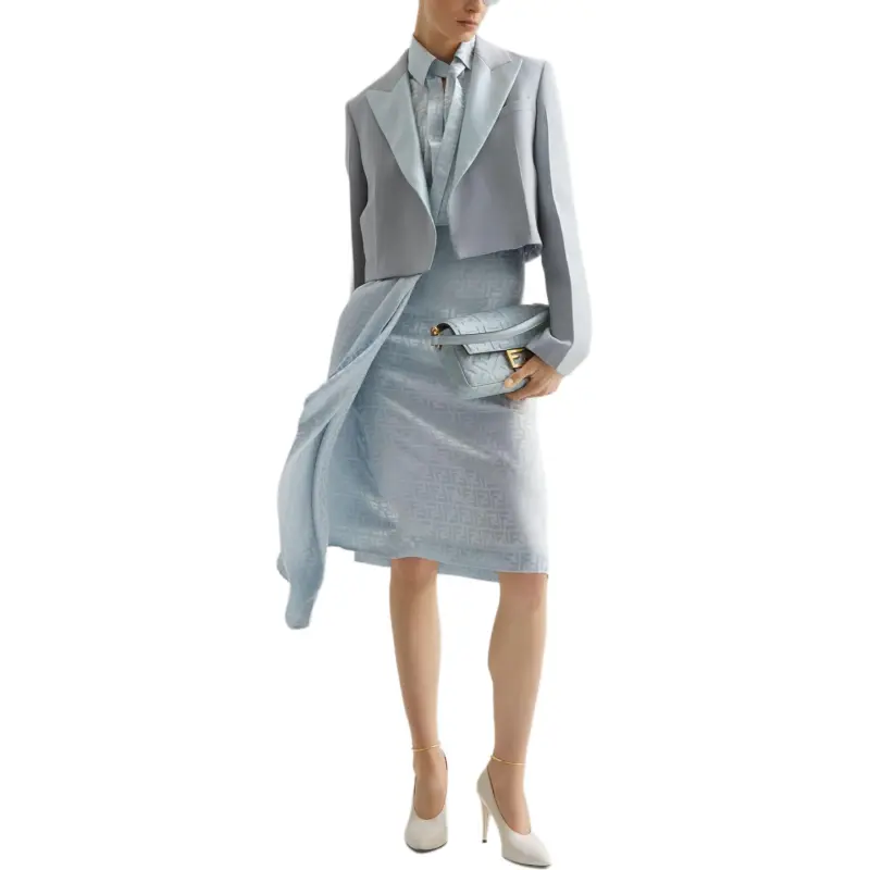 FENDI All Over Ff Printed V Neck Satin Shirt-3