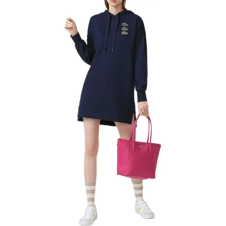 LACOSTE Long Sleeved Dress Women's Marine Blue-2