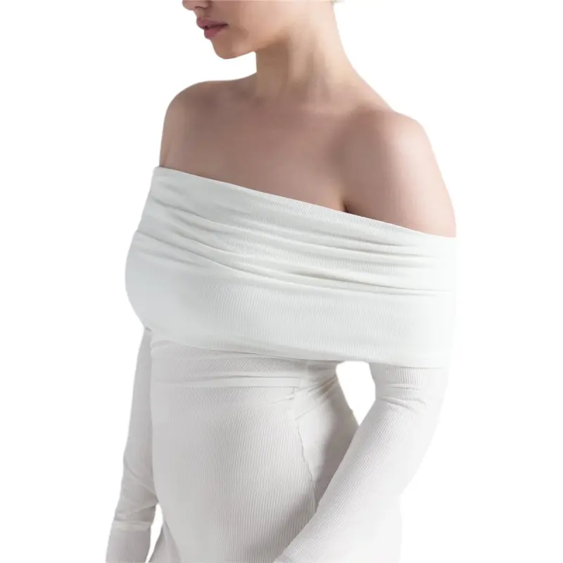 SKIMS SS25 SOFT LOUNGE OFF THE SHOULDER MINI DRESS Long Sleeved Dresses Women's MARBLE/Marble-3
