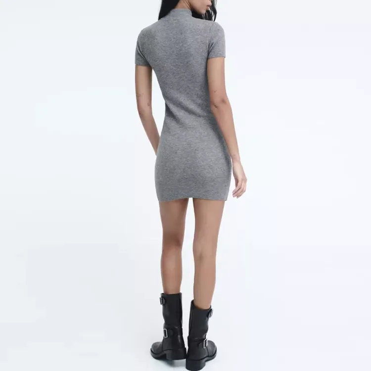 ZARA Short Sleeved Dress Women's Zebra Print Gray-2