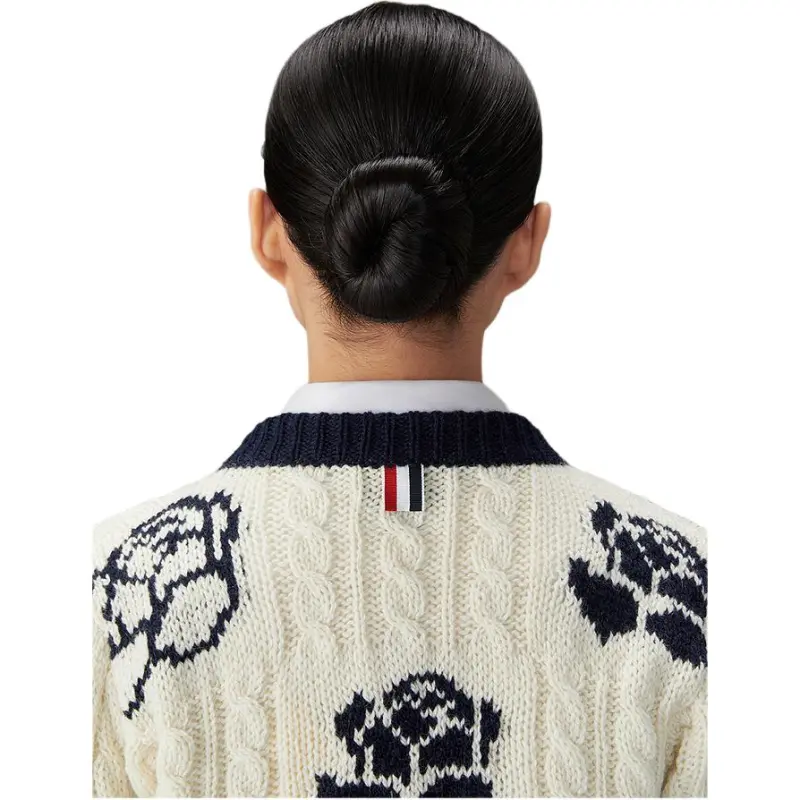 THOM BROWNE Rose Intarsia Buttoned Cardigan-4