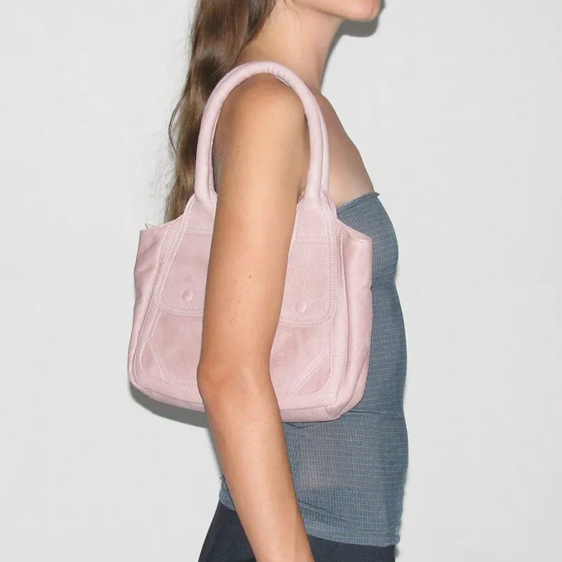 Paloma-wool Cow Leather Tote Bag Shopping Bag Shoulder Bag Handbag Small Size Women's Red/Pink/Light Green-4