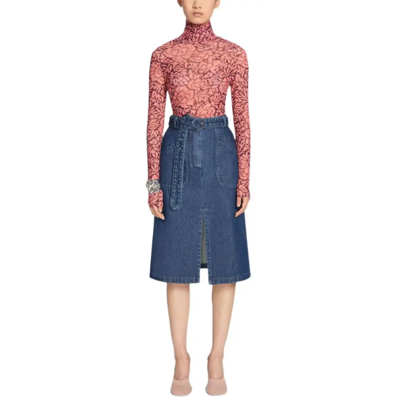 DRIES VAN NOTEN Long Sleeved Sheer Turtleneck Blouse-1