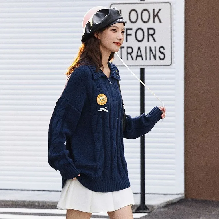 B.Duck Sweater Women's Navy Blue-2