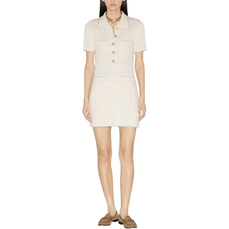 GUCCI FW24 Short Sleeved Dress Women's White-1
