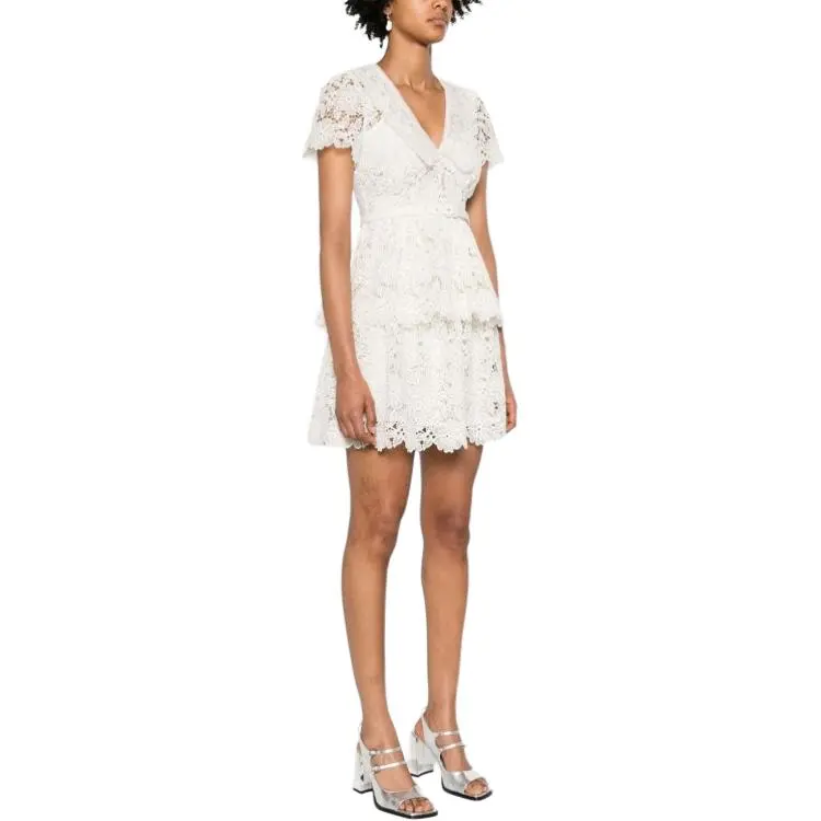 Self portrait Flower Lace Collar Mini Dress-3