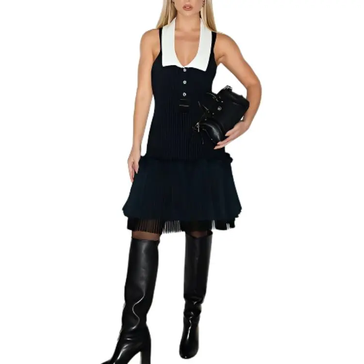 LOUIS VUITTON Sleeveless Dress Women's Dark Blue-2