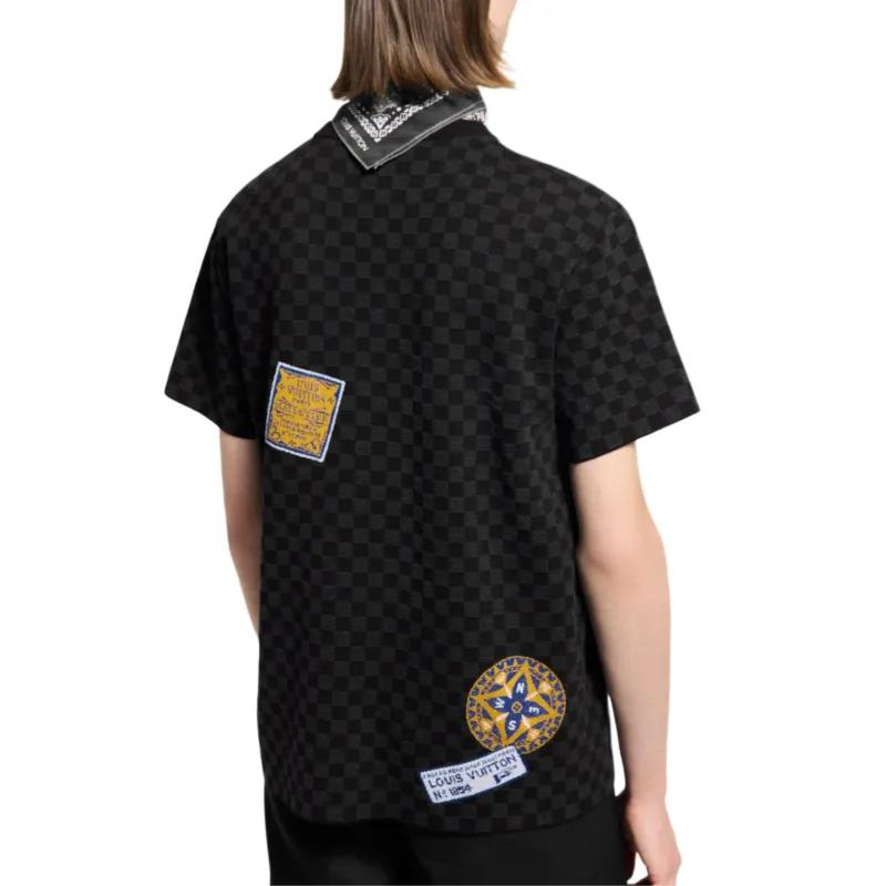LOUIS VUITTON Damier Short Sleeved Signature Crewneck-3