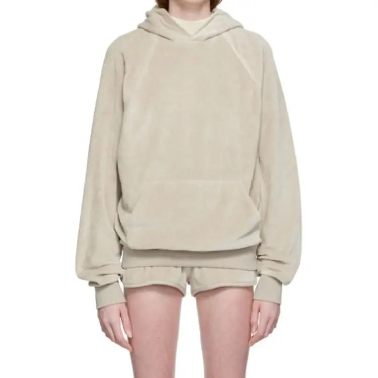 Fear Of God Essentials Women's Velour Hoodie Smoke-2