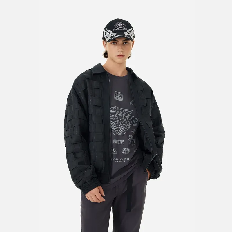 EVISU Coat Men's Black All Over Print-2