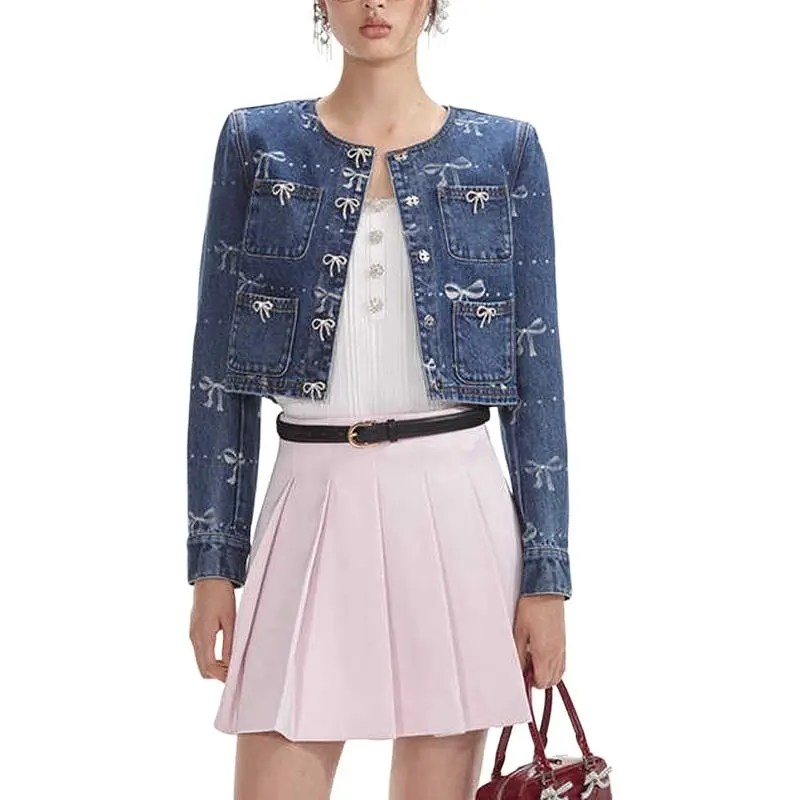 Self portrait Bow detail Denim Jacket-1