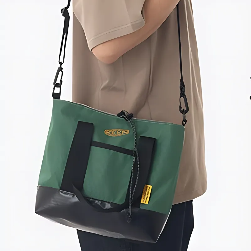 KEEN Nylon Tote Bag Shopping Bag Shoulder Bag Crossbody Bag Handbag Unisex Hunting Yellow With Green-4