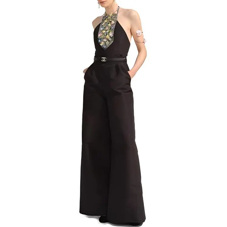 CHANEL Casual Pants Women's Black-2