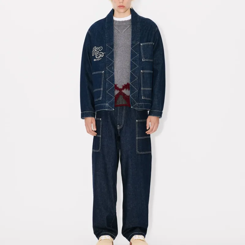 KENZO Japanese Denim Kimono Embroidered Jacket-2