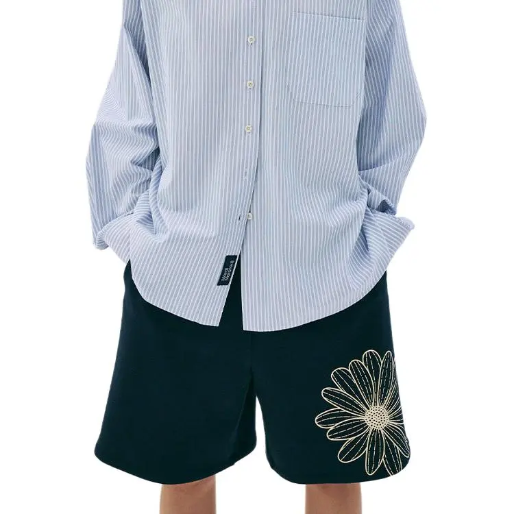 MARDI MERCREDI SS25 OVERSIZED SWEAT BERMUDA FLOWER_NAVY CREAM Casual Shorts Korean Style Women's Marine Cream-5