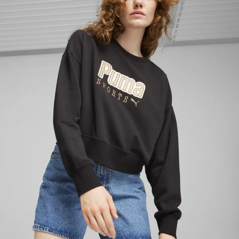 PUMA TEAM Oversized Crew Sweatshirt Women's Black-4