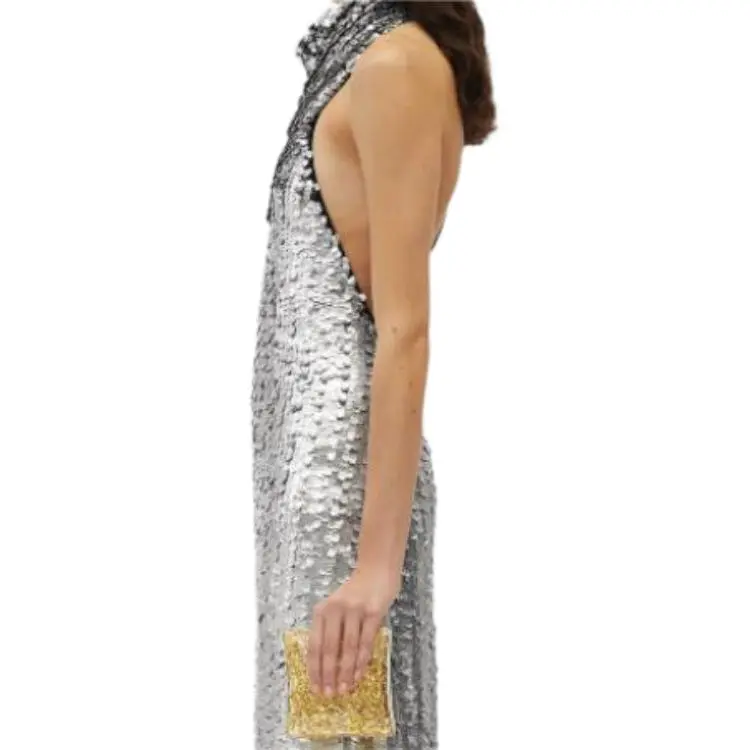 Bottega Veneta Sleeveless Dress Women's Silver-4