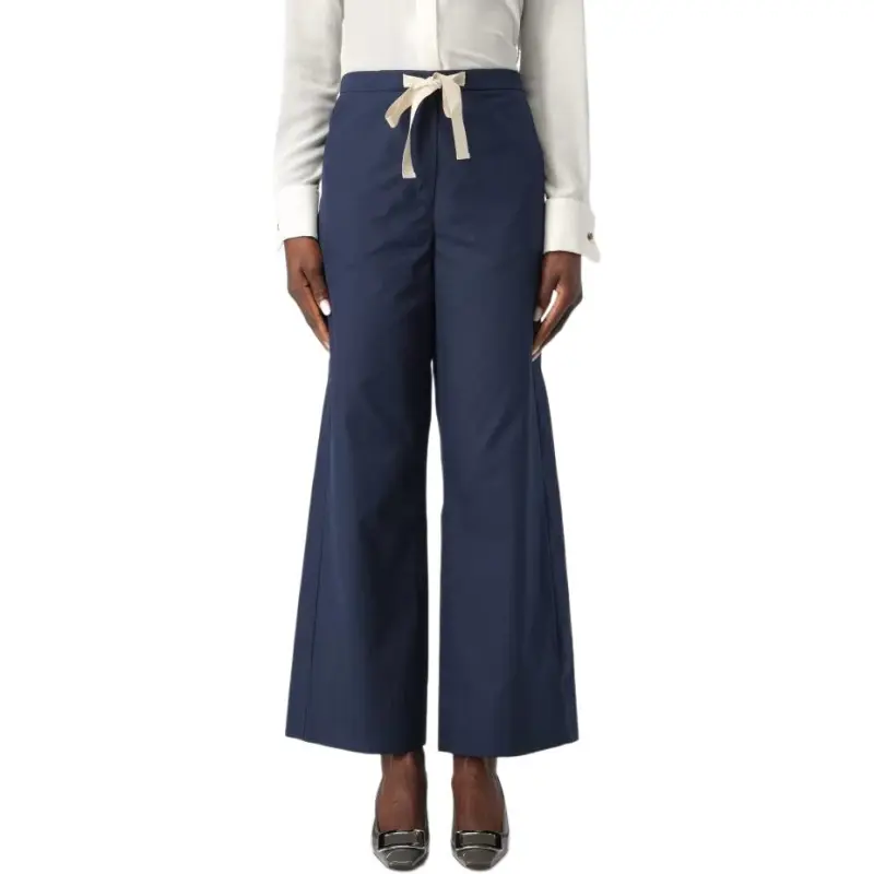 'S MAX MARA Argento Drawstring Wide Leg Trousers-3