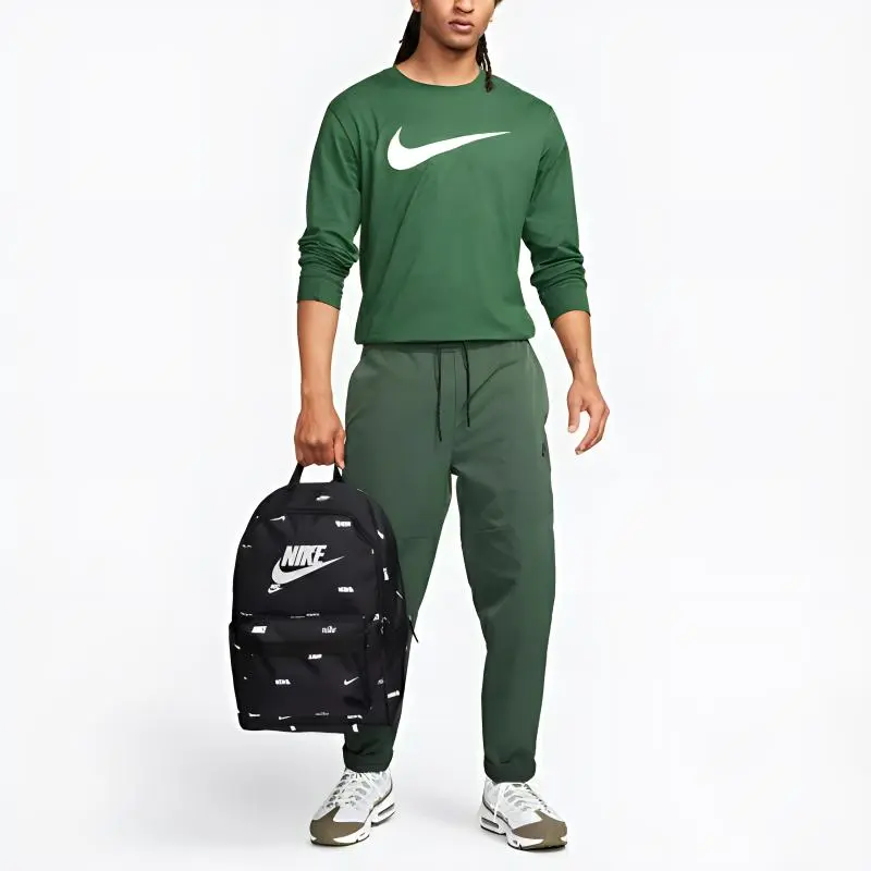Nike Polyester Backpack Regular Unisex Black & White & Light Smoke Gray-4
